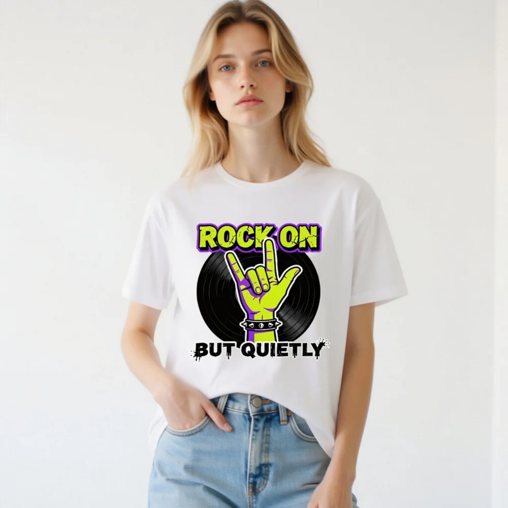 Rock On But Quietly T-Shirt – Unisex Graphic Tee - Image 3
