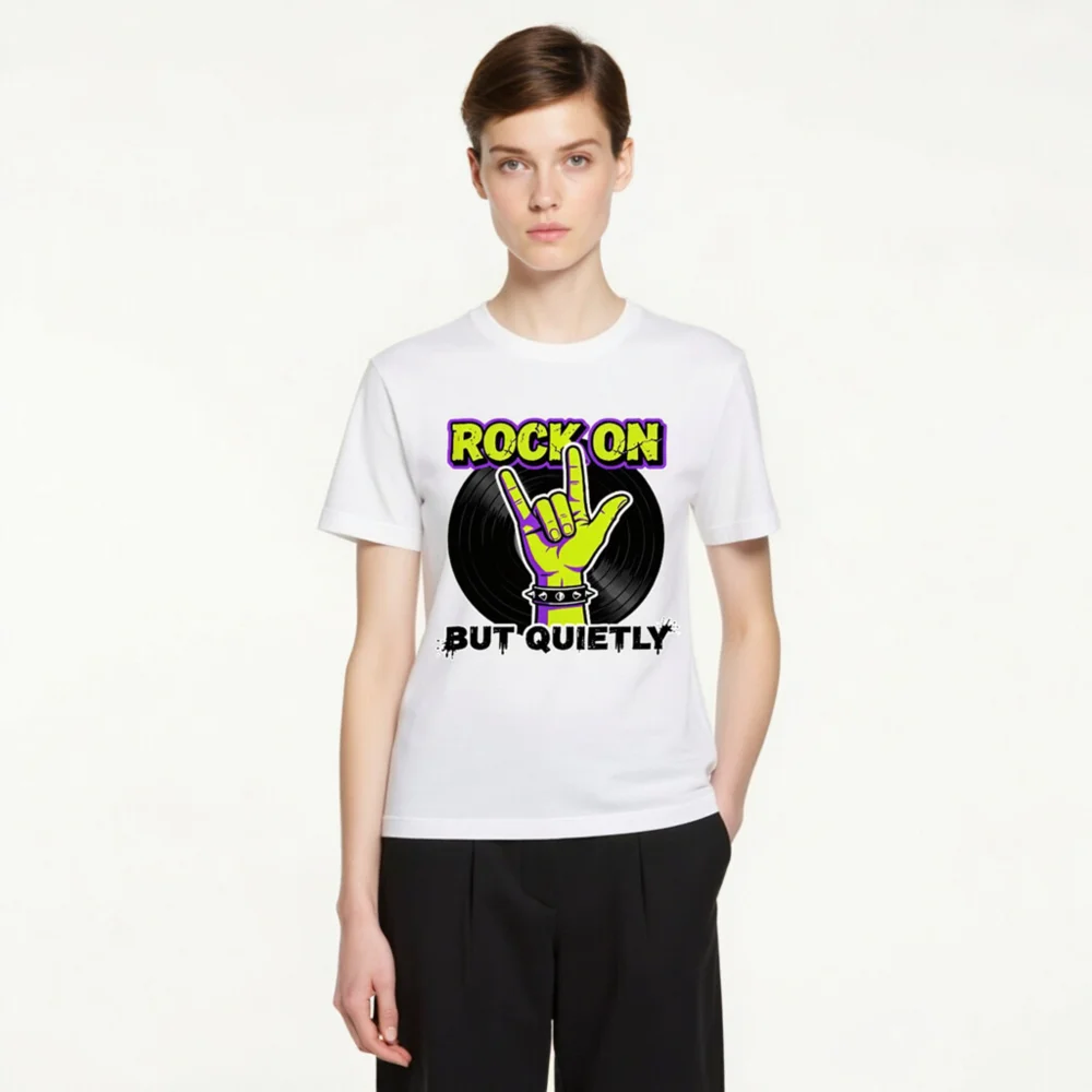 Rock On But Quietly T-Shirt – Unisex Graphic Tee - Image 4