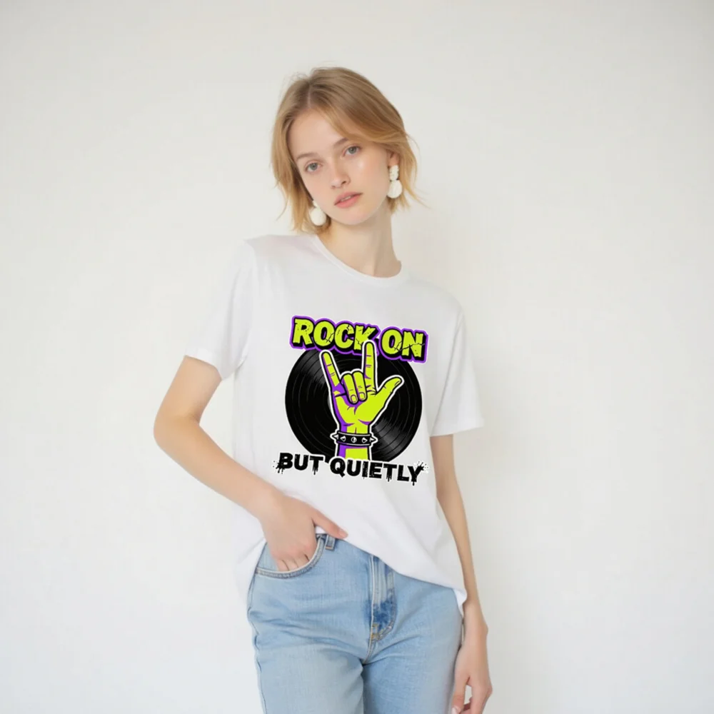 Rock On But Quietly T-Shirt – Unisex Graphic Tee - Image 6