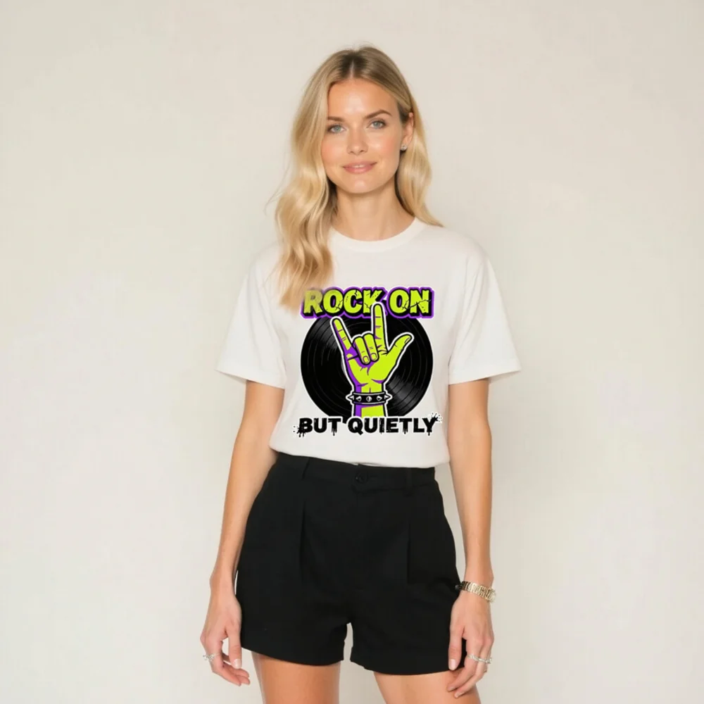 Rock On But Quietly T-Shirt – Unisex Graphic Tee - Image 11