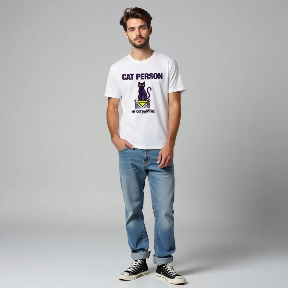 Cat Person T-Shirt – Unisex Staple Tee for Cat Lovers - Image 7