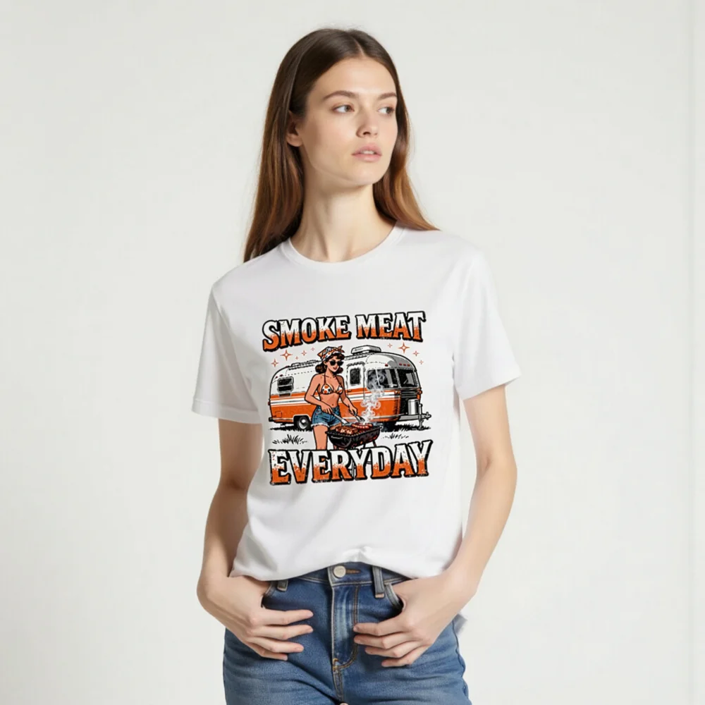 Smoke Meat Everyday T-Shirt – Unisex Vintage BBQ Graphic Tee - Image 2