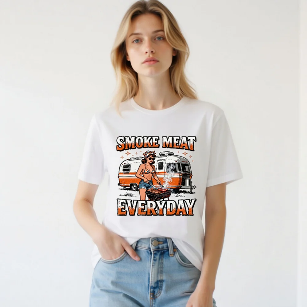 Smoke Meat Everyday T-Shirt – Unisex Vintage BBQ Graphic Tee - Image 3