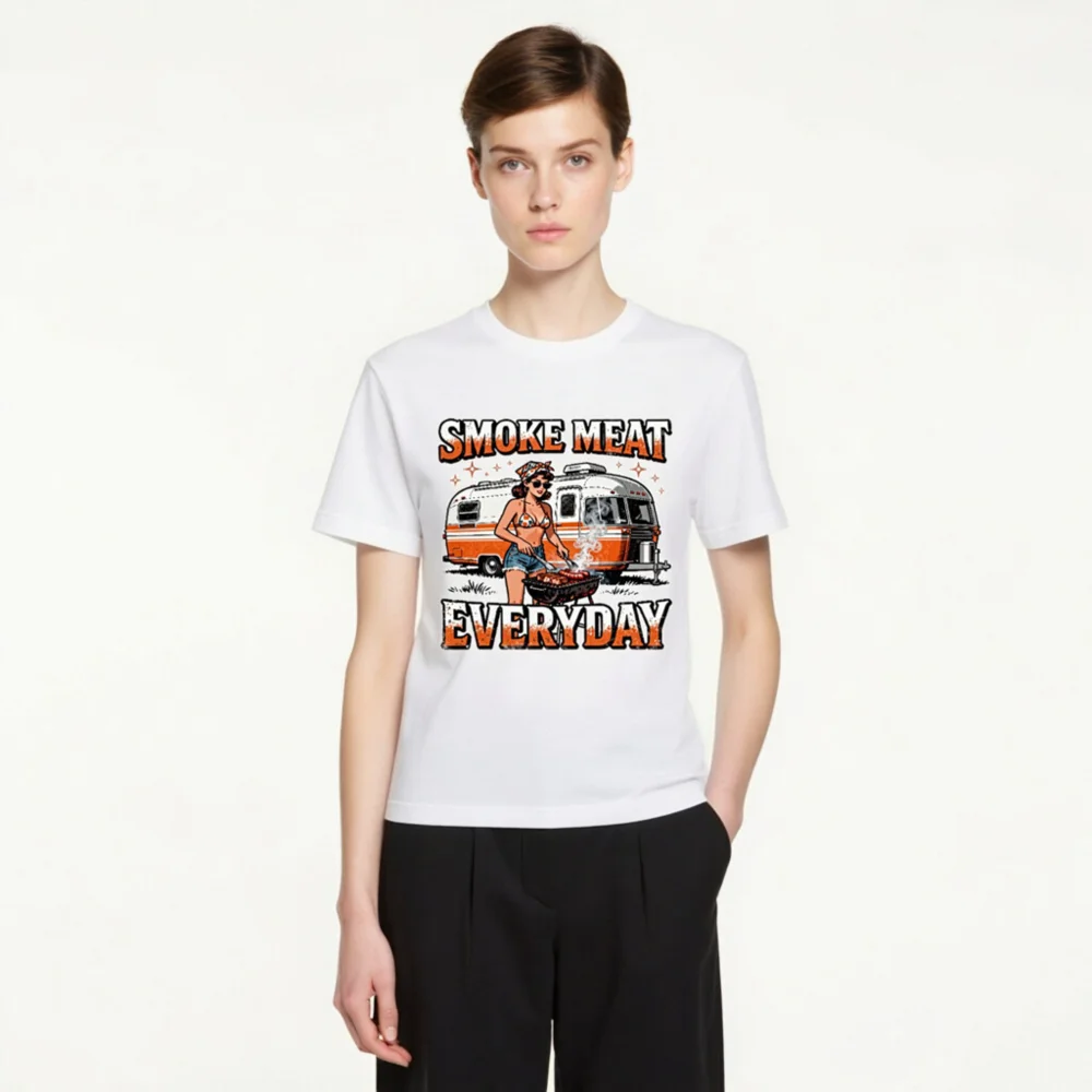 Smoke Meat Everyday T-Shirt – Unisex Vintage BBQ Graphic Tee - Image 4