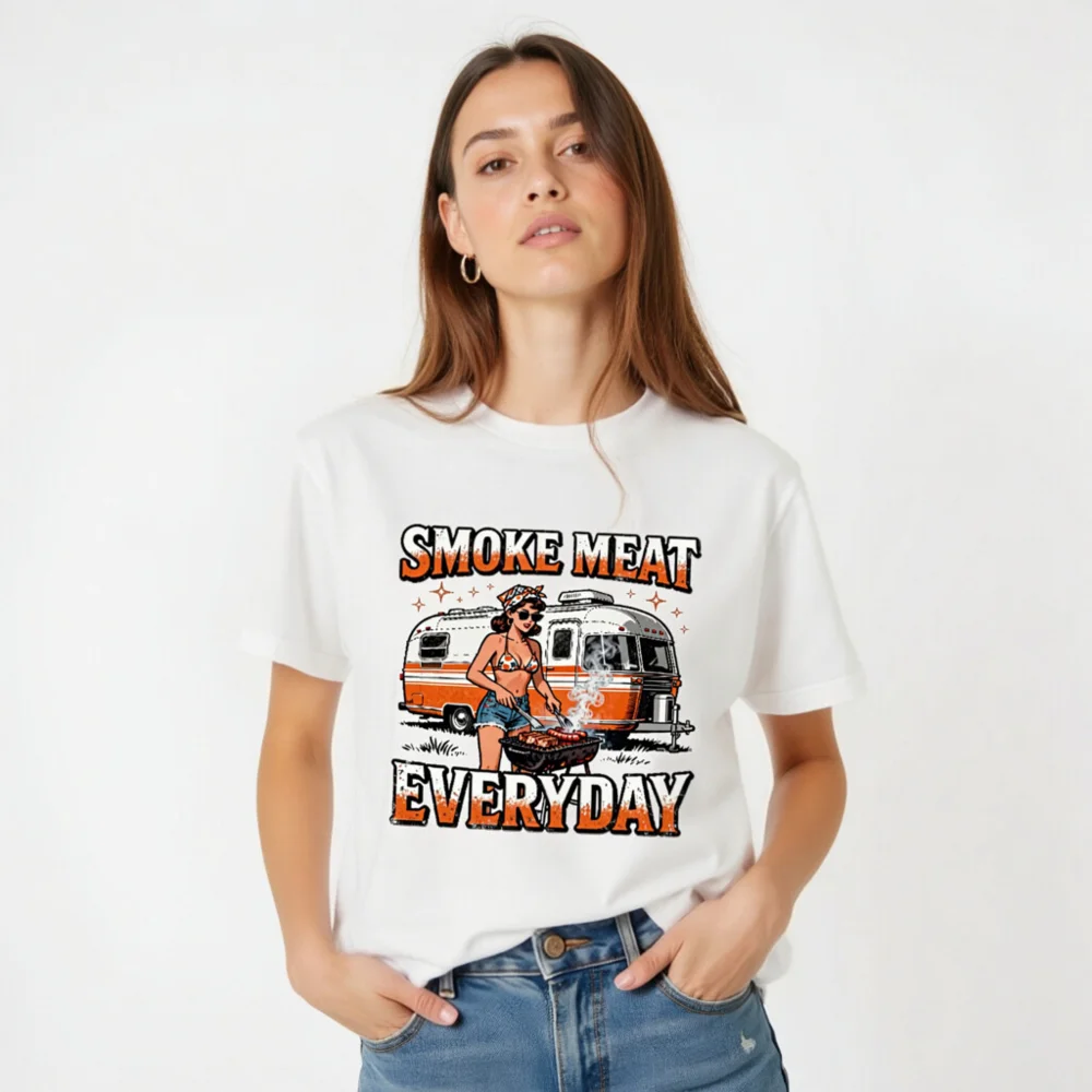 Smoke Meat Everyday T-Shirt – Unisex Vintage BBQ Graphic Tee - Image 5