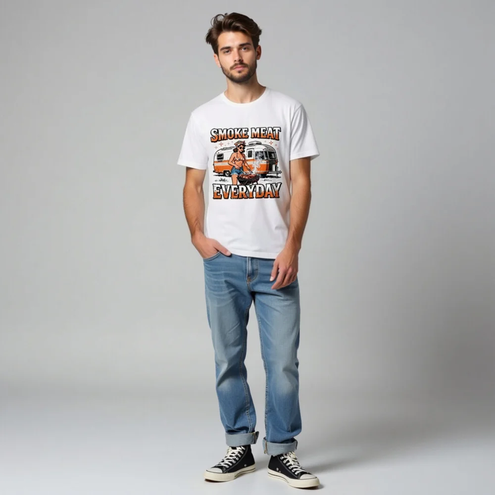 Smoke Meat Everyday T-Shirt – Unisex Vintage BBQ Graphic Tee - Image 7