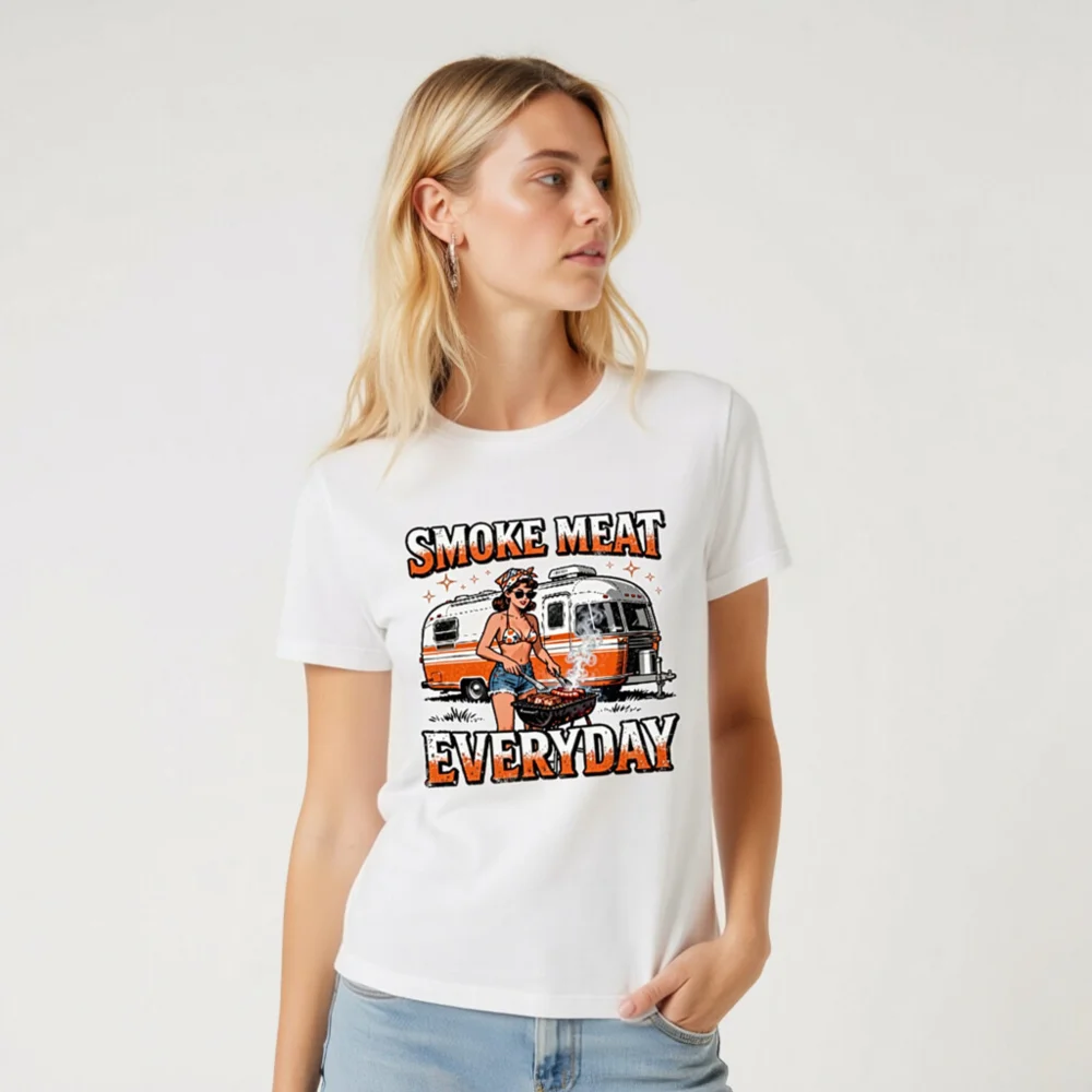 Smoke Meat Everyday T-Shirt – Unisex Vintage BBQ Graphic Tee - Image 9