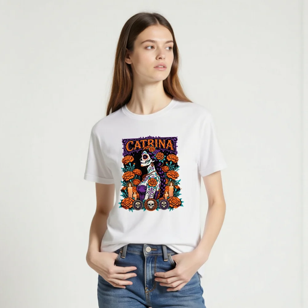 Catrina Day of the Dead T-Shirt Unisex Graphic Tee - Image 2