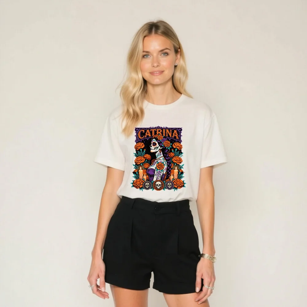Catrina Day of the Dead T-Shirt Unisex Graphic Tee - Image 11